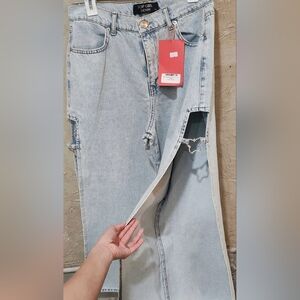 Top Denim Girl Butterfly Wide Leg Cutout Jeans Women's Size 31